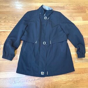 Fleet Street Ltd Womens Black Utility Jacket Funnel Neck Grommet Detail Size M‎